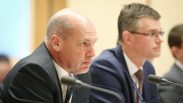 President of the Senate Stephen Parry and Department of Parliamentary Services secretary Rob Stefanic on Monday.