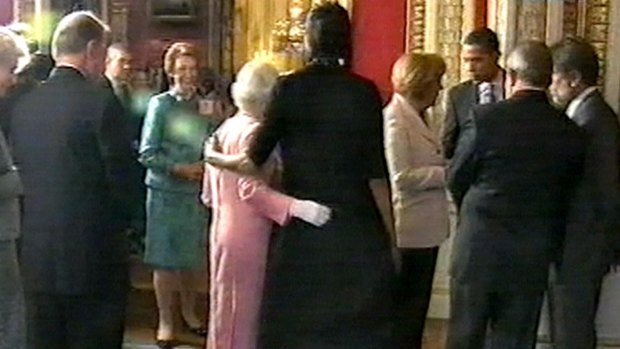 Michelle Obama nearly caused a diplomatic incident by hugging the Queen.