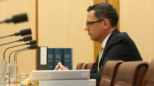 Then solicitor-general Justin Gleeson appears before a Senate inquiry last month.