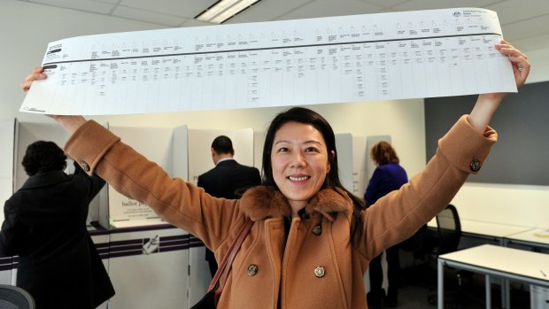 A metre-long Senate ballot from the 2013 election.