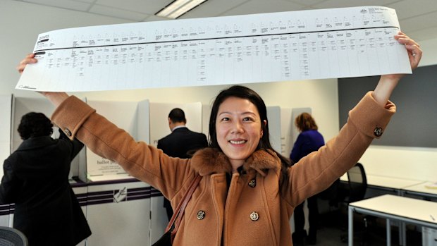 A metre-long Senate ballot from the 2013 election.