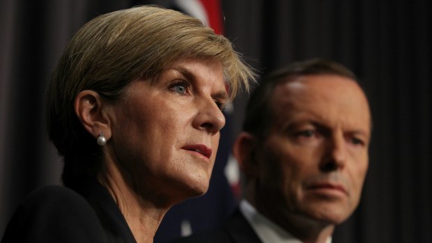 "Cruel and unneccessary": Tony Abbott and Julie Bishop address the media on Wednesday morning.