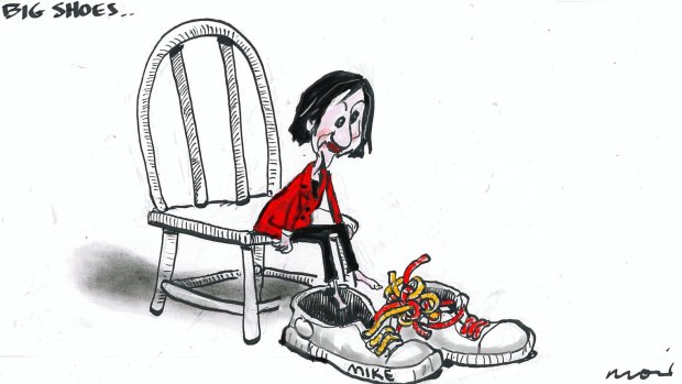 Cartoon by Alan Moir - 31 Jan 2017. ?Gladys big shoes