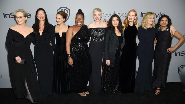 Actresses wore black and many brought activists as their dates in support of Time's Up.