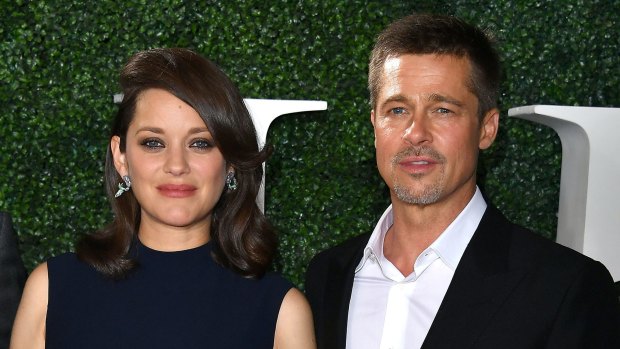Marion Cotillard and Brad Pitt, who co-star in the film, on November 9, 2016 in Westwood, California.