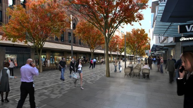 An artist's impression of George Street with trees.