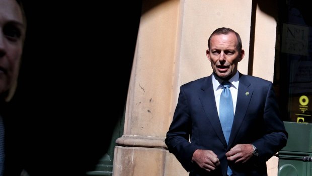 Prime Minister Tony Abbott shortly before addressing the media in Sydney.