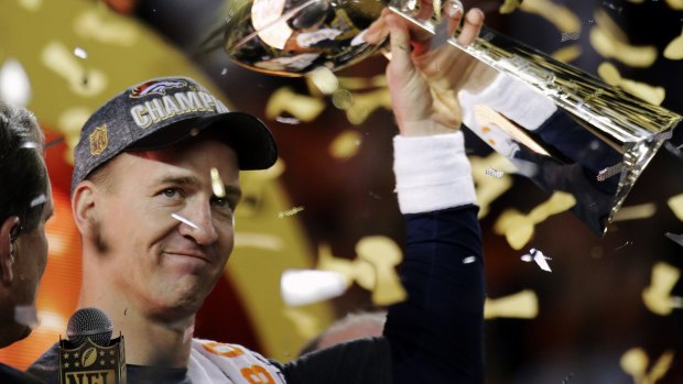 Denver Broncos quarterback Peyton Manning after the NFL Super Bowl 50 game in Santa Clara.