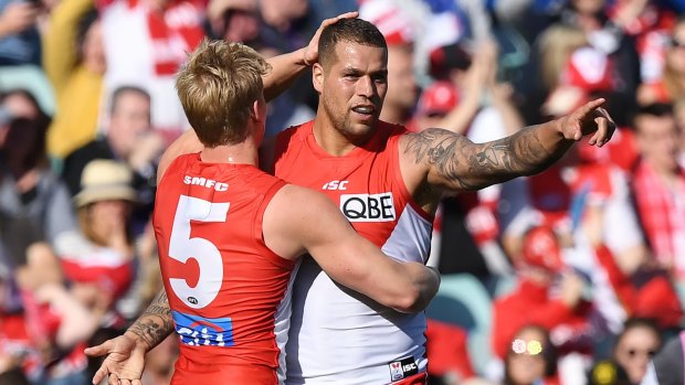 Back to his best: Buddy Franklin stole the show in the Swans thrashing of Fremantle.