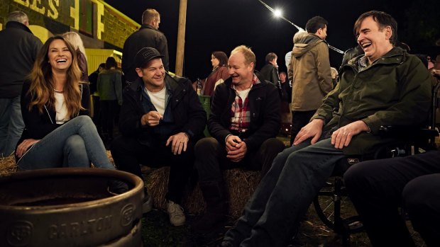 Just jokes: Christie Whelan Browne (left), Lehmo, Rob Carlton and Tim Ferguson in a scene from the film <I>That's Not My Dog</I>.