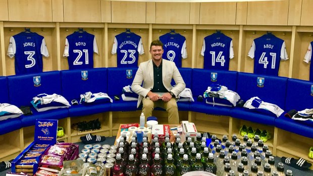 ONTHEGO Sports founder Mick Spencer in the Sheffield Wednesday dressing rooms last week. He flew to the UK for Sheffield's first home game.
