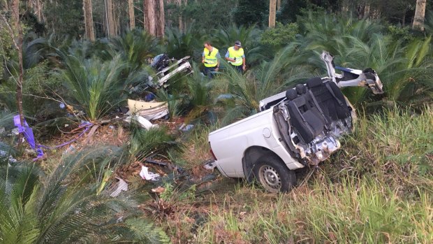 The man's ute was destroyed in the crash.