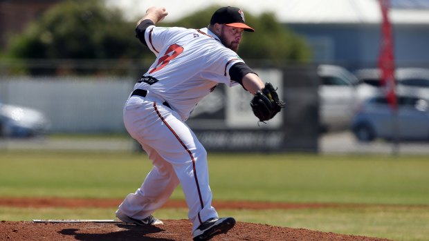 Canberra Cavalry pitcher Frank Gailey dominated the first seven innings on Sunday. 