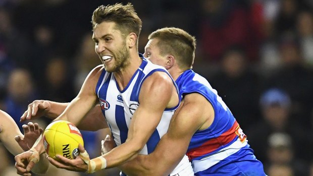 North Melbourne's Jamie Macmillan has torn the tendon off the bone in a finger.