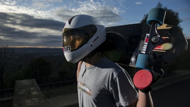 Downhill skateboarder Connor Nonas, 16, took on Black Mountain and won.