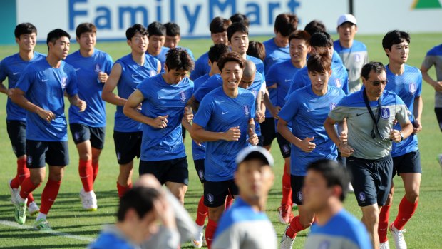South Korea players train in Canberra this week.