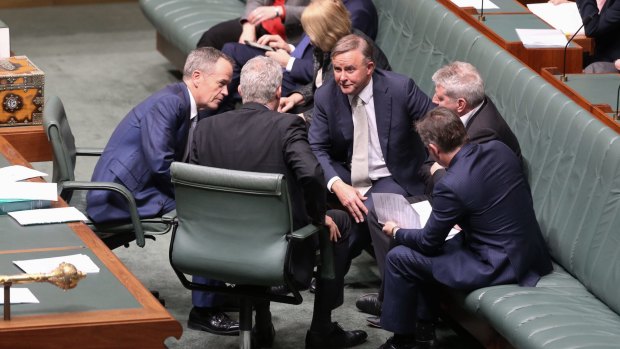Opposition Leader Bill Shorten, Anthony Albanese, Tony Burke and other Labor MPs talk tactics.