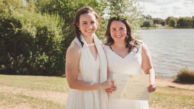 Sally and Kara Bromley are Canberra's first same-sex couple to marry.