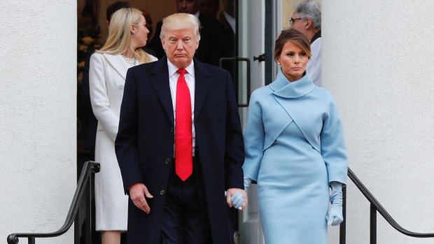 Rare occasion: Donald Trump and his wife Melania attend St John's Episcopal Church last month.