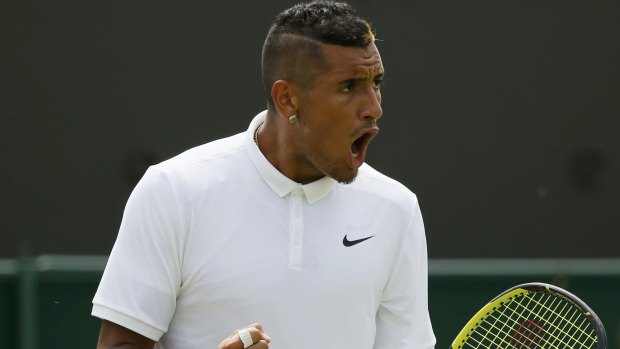 Nick Kyrgios of Australia reacts during his match against Diego Schwartzman of Argentina.