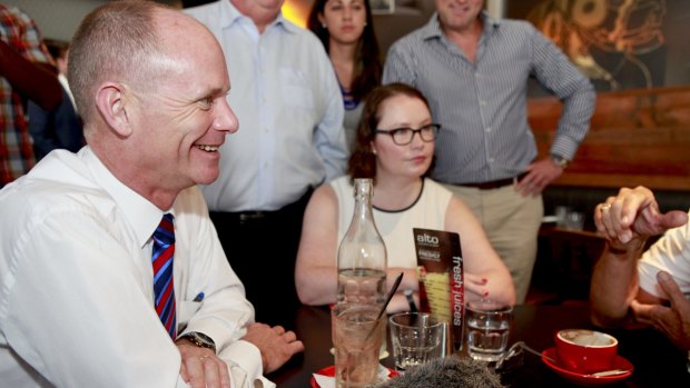 Premier Campbell Newman speaking with locals at Alto Restaurant, Broadbeach.