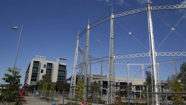Newstead's landmark gasometer has been converted to the centrepiece of a public park.