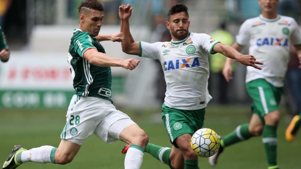 Chapecoense defender Alan Ruschel, left, survived the Colombia plane crash. 