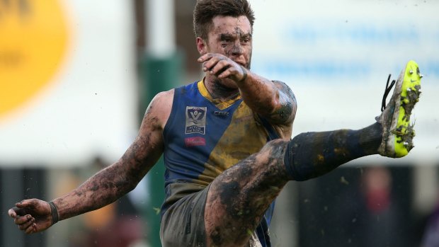 Mudlark: Nick Meese of Williamstown kicks the ball forward against Port.