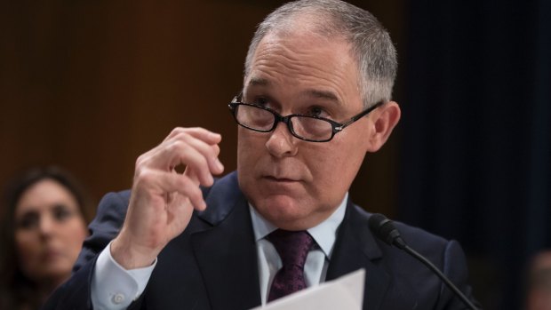 Environmental Protection Agency administrator Scott Pruitt testifies at his confirmation hearing.