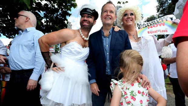 Federal Opposition Leader Bill Shorten at the annual Midsumma gay pride march in St Kilda.