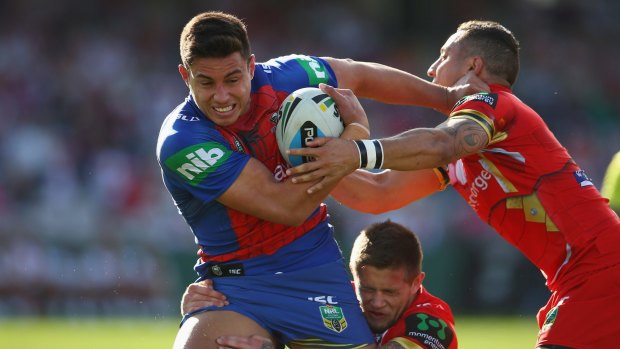 Joseph Tapine may be forced to play 2016 in reserve grade for Newcastle after signing with the Raiders from 2017.