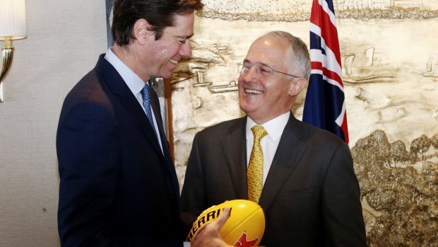 Prime Minister Malcolm Turnbull with AFL CEO Gillon McLachlan.