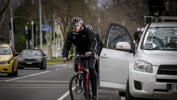 Bicycle Victoria chief executive Craig Richards on St Kilda Road.