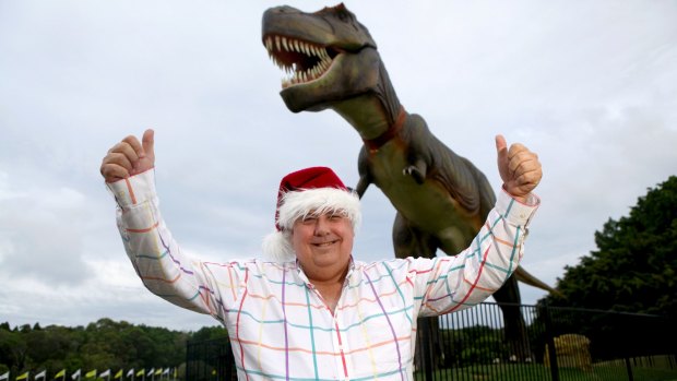 In happier times: Clive Palmer with Jeff the dinosaur.