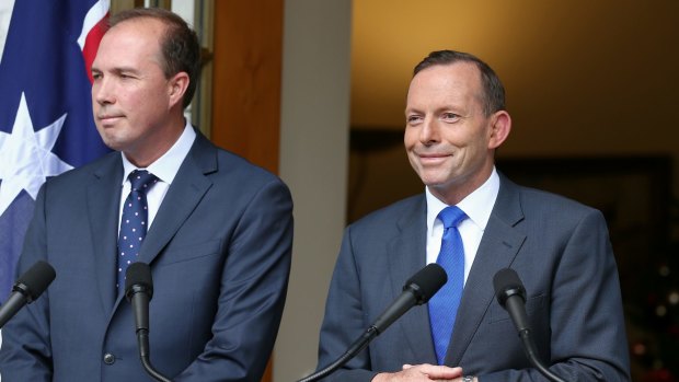 Tony Abbott with Health Minister Peter Dutton.