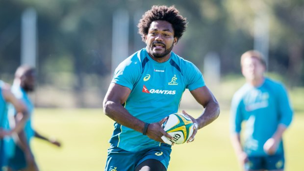 The Qantas Wallabies train at UWA Sports Park - McGillivray Oval, Perth, prior to The Rugby Championship clash against South Africa. Henry Speight. Photo: Stuart Walmsley/RUGBY.com.au ACT Brumbies and Wallabies winger Henry Speight at training in Perth.
