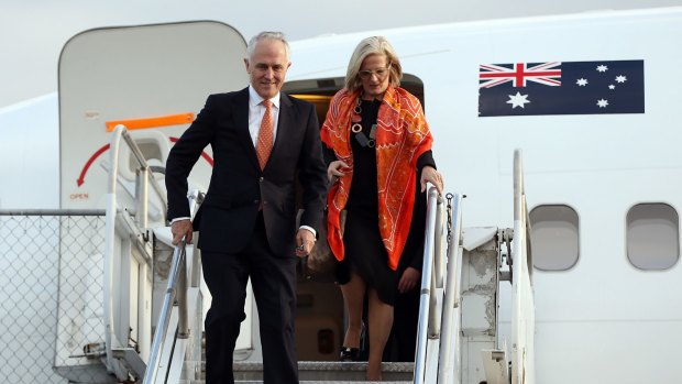 Prime Minister Malcolm Turnbull and his wife Lucy arrive in Auckland.