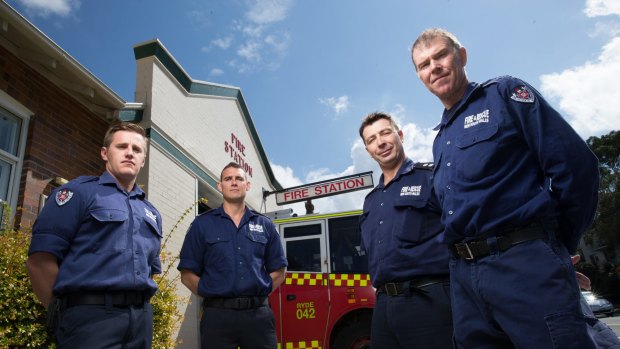 Firefighters from Ryde Fire Station, from left, Tony Proust, Jonathan Thompson, Dennis Nadazdy, and Rob Wentworth. They are finding the 24-hour shifts give a better work/life balance.
