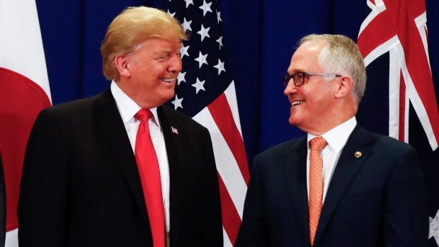 US President Donald Trump with Prime Minister Malcolm Turnbull.