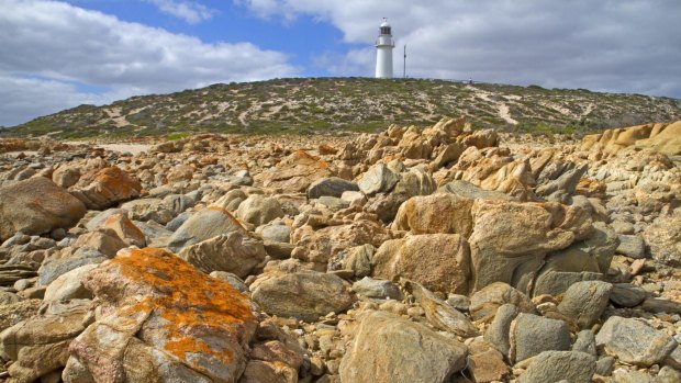 Rugged coastline below Corny Point Lighthouse.