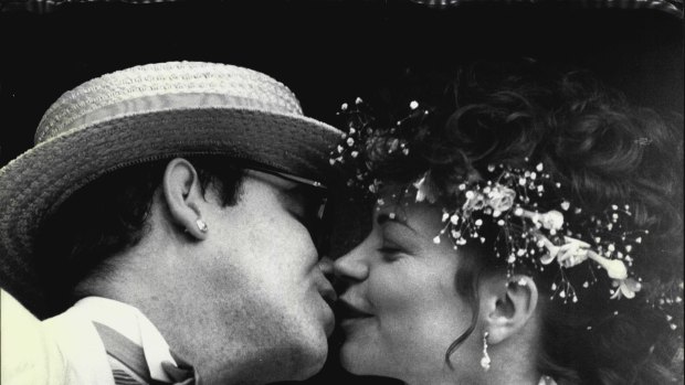 Elton John and Renate Blauel on their wedding day in 1984 in Sydney.