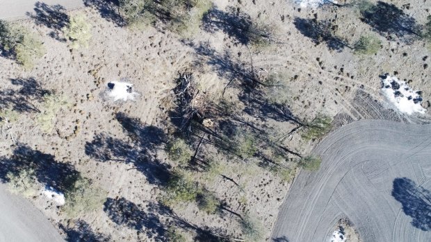 Land-clearing north of Moree in NSW filmed from above in August.