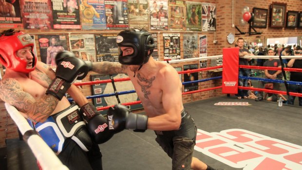 Tragic loss ... A file photo of Davey Browne Jnr and Jack Brubaker (right) sparring at Ryan Waters' gym. 