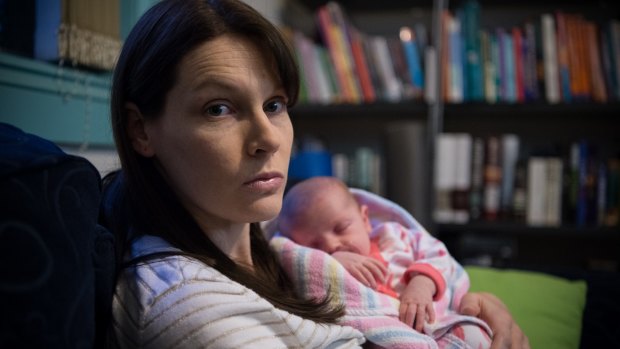 Brooke Tasovac, with four-week-old Amy, is angry that Australian Unity refuses to accept her obstetrics claim.