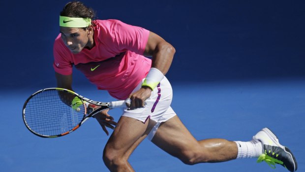 Nadal in action with his Babolat racquet.