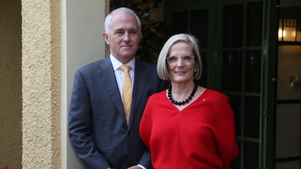 Prime Minister Malcolm Turnbull and his wife, Lucy, at The Lodge.