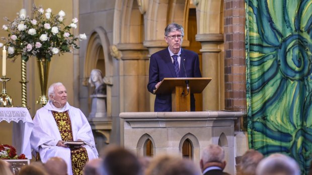 Ian Heads speaking about Alan Clarkson at the Funeral of the legendary former sports journalist Alan Clarkson.