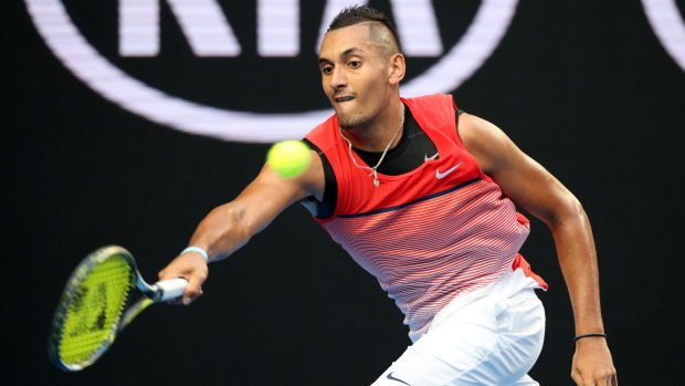 Watch your mouth: Nick Kyrgios was hit with a $3000 fine for foul language in his first round match.