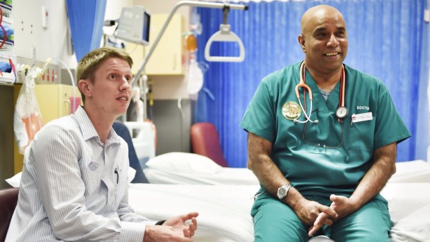 "The emergency department can't admit patients if there's no flow at the other end. Now everyone is involved": Dr Sellappa Prahalath, with nurse unit manager Daryn Mitford.