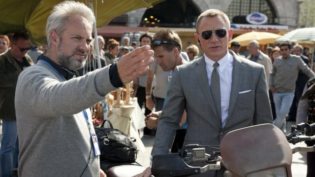 Quit ... Director Sam Mendes on the set of Bond film <i>Skyfall</i> with Daniel Craig.